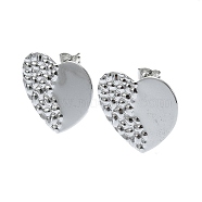201 Stainless Steel Stud Earrings, with 304 Stainless Steel Pins, Textured Heart, Stainless Steel Color, 22x23mm(EJEW-K270-29P)
