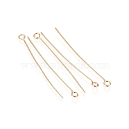304 Stainless Steel Eye Pins, Golden, 22 Gauge, 40x0.6mm, Hole: 2mm(A-STAS-L238-005D-G)