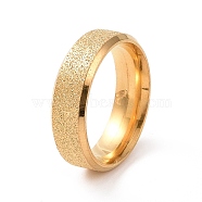 Textured 201 Stainless Steel Plain Band Ring for Women, Golden, Inner Diameter: 17mm(RJEW-I089-16G)
