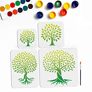 US 1 Set PET Hollow Out Drawing Painting Stencils, with 1Pc Art Paint Brushes, for DIY Scrapbook, Photo Album, Tree, 150~300x150~300mm, 4pcs/set(DIY-MA0002-67)