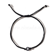 Acrylic Letter B Adjustable Braided Cord Bracelets for Men, Black(GX4208-2)