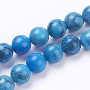 Natural Map Stone/Picasso Stone/Picasso Jasper Beads Strands, Dyed, Round, 8~8.5mm, Hole: 1mm, about 46pcs/strand, 15.3~15.5 inch(39~39.5cm)(G-F520-43-8mm)