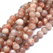 Natural Sunstone Beads Strands, Round, 8mm, Hole: 1mm, about 50pcs/strand, 15.5 inch(39.5cm)(G-I249-B03-02)