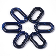 Acrylic Linking Rings, Quick Link Connectors, For Jewelry Chains Making, Imitation Gemstone Style, Oval, Dark Blue, 38.5x23.5x6.5mm, Hole: 24.5x9.5mm, about 140pcs/500g(OACR-S021-22G)