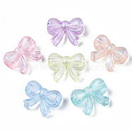 Transparent Acrylic Beads, Glitter Powder, Bowknot, Mixed Color, 15x19.5x8mm, Hole: 3mm(X-OACR-S028-145)