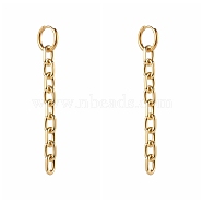 304 Stainless Steel Huggie Hoop Earrings, with Brass Cable Chains, Golden, 72mm, Pin: 1mm(EJEW-JE04550-03)