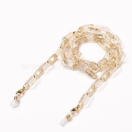 Eyeglasses Chains, Neck Strap for Eyeglasses, with Transparent Acrylic & Aluminium Cable Chains, 304 Stainless Steel Lobster Claw Clasps and Rubber Loop Ends, Light Gold, 27.56 inch(70cm)(AJEW-EH00285)