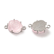 Alloy Connector Charms, Rose Links with Resin, Platinum, Lead Free & Cadmium Free, Pink, 13.5x16x7.5mm, Hole: 1.6mm(PALLOY-K001-064P-03)