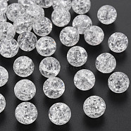 Transparent Crackle Acrylic Beads, Round, White, 10x9mm, Hole: 2mm, about 940pcs/500g.(MACR-S373-66C-N12)