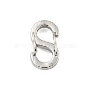 304 Stainless Steel S Shaped Carabiner, Keychain Clasps, Stainless Steel Color, 11.5x6x2.5mm(STAS-P358-01A-P)