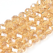 Electroplate Glass Beads Strands, Pearl Luster Plated, Faceted, Rondelle, Peru, 10x8mm, Hole: 1mm, about 63~65pcs/strand, 49~50cm(EGLA-A034-T10mm-A30)