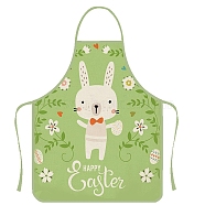Cute Easter Rabbit Pattern Polyester Sleeveless Apron, with Double Shoulder Belt, for Household Cleaning Cooking, Lime Green, 800x600mm(PW-WG40759-03)
