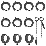 10Pcs 304 Stainless Steel Huggie Hoop Earrings Findings, with Loop, Gunmetal, 15.5x14x3mm, Hole: 1.6mm, Pin: 1mm(STAS-UN0034-56)