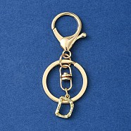 Alloy Initial Letter Charm Keychains, with Alloy Clasp, Golden, Letter D, 8.5cm(KEYC-YW00006-04)