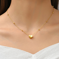 Stylish Stainless Steel Heart Pendant Necklaces for Girls, Golden, 16.54 inch(42cm)(KE1353)