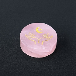 Natural Rose Quartz Display Decorations, for Home Office Desk, Flat Round, Moon, 60mm(G-PW0004-21B)