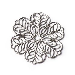 304 Stainless Steel Filigree Pendants, Flower, Stainless Steel Color, 30x0.5mm, Hole: 2mm(X-STAS-O092-23)
