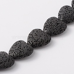 Synthetic Lava Rock Bead Strands, Heart, Dyed, Black, 20x20x7mm, Hole: 1mm, about 20pcs/strand, 15.3 inch(G-N0114-18)