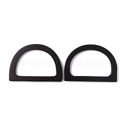 Wood Bag Handles, Letter D Shape, Black, 12x8.5x0.93cm, Inner Diameter: 6x9cm(FIND-WH0133-15B)