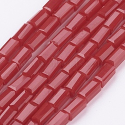 Opaque Glass Beads Strands, Faceted, Cuboid, FireBrick, 7x3x3mm, Hole: 1mm, about 80pcs/strand, 52cm(EGLA-E008-3x6mm-05)