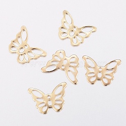 304 Stainless Steel Charms, Butterfly, Golden, 10.5x15x0.6mm, Hole: 1~4mm(STAS-H436-58)