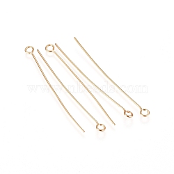 304 Stainless Steel Eye Pins, Golden, 23 Gauge, 40x0.6mm, Hole: 2mm(A-STAS-L238-005D-G)