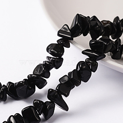 Natural Obsidian Chip Bead Strands, Black, 5~10mm, Hole: 0.8mm, 31.5 inch(X-F079)