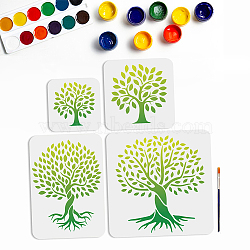 US 1 Set PET Hollow Out Drawing Painting Stencils, with 1Pc Art Paint Brushes, for DIY Scrapbook, Photo Album, Tree, 150~300x150~300mm, 4pcs/set(DIY-MA0002-67)