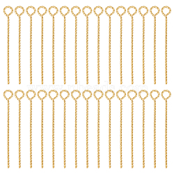 60pcs Brass Twist Eye Pins, Jewelry Making Findings, Golden, 22 Gauge, 30x4x0.6mm, Hole: 2.5mm, 60pcs(KK-BC0013-50)