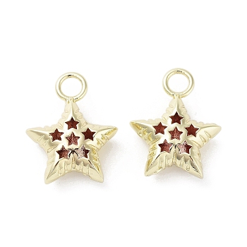Brass Pendant, Real 18K Gold Plated, Star, 22.5x18x7.5mm, Hole: 3.8mm
