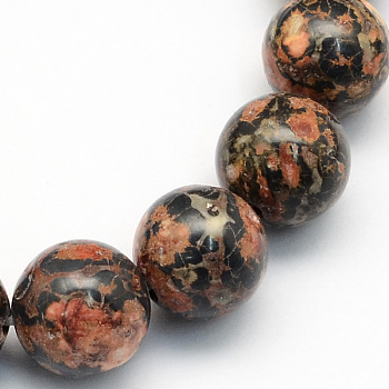 Natural Leopard Skin Jasper Round Beads Strands, 4.5mm, Hole: 1mm, about 96pcs/strand, 15.5 inch