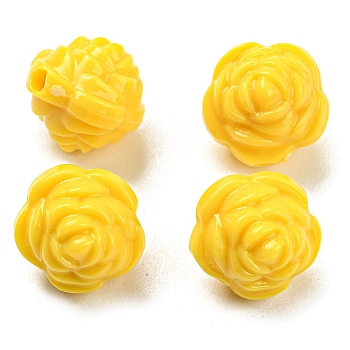 Opaque Acrylic Beads, Flower, Yellow, 11.5mm, Hole: 1.8mm, 830pcs/500g