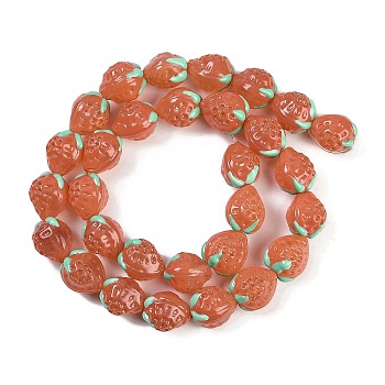 Handmade Lampwork Beads Strand, Strawberry, Sandy Brown, 13~14x11.5~12x10~10.5mm, Hole: 1.2mm, about 30pcs/strand, 15.55''(39.5cm)