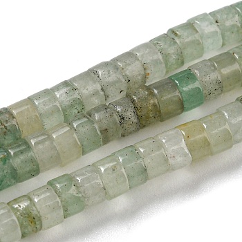 Natural Green Aventurine Beads Strands, Flat Round/Disc, Heishi Beads, 4x2~2.5mm, Hole: 0.7mm, about 173pcs/strand, 15.08~15.35 inch(38.3~39cm)