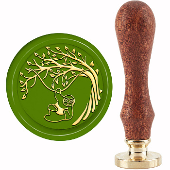 Brass Wax Seal Stamp with Handle, for DIY Scrapbooking, Tree of Life Pattern, 3.5x1.18 inch(8.9x3cm)