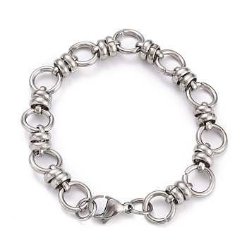 304 Stainless Steel Link Chain Bracelets, with Lobster Claw Clasps, Stainless Steel Color, 7-5/8 inch(19.4cm)
