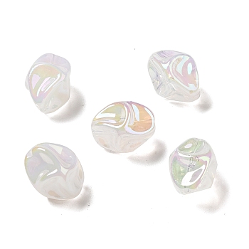 UV Plating Rainbow Iridescent Acrylic Beads, Nuggets, WhiteSmoke, 18.5x15x13.5mm, Hole: 1.4mm