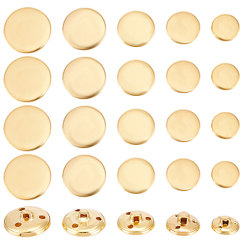 50Pcs 5 Styles 3-Hole Brass Buttons, for Sewing Crafting, Half Round, Golden, 14.5~24.5x9~14mm, Hole: 1.8~2x2~3mm, 10pcs/style