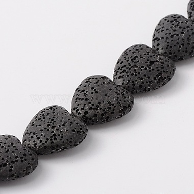 20mm Black Heart Lava Beads