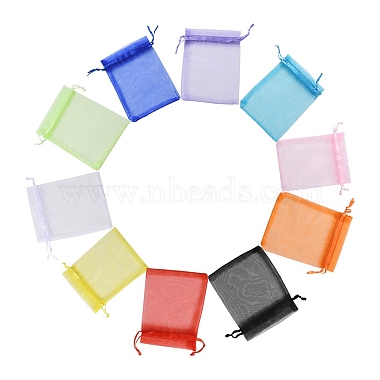 20Pcs 10 Colors Rectangle Organza Drawstring Bags(CON-YW0001-31A)-2