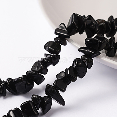 10mm Black Chip Obsidian Beads