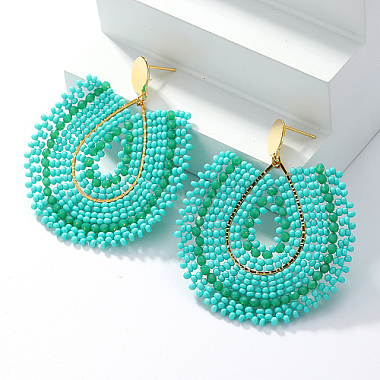 Turquoise Fan Glass Earrings