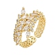 Rack Plating Brass Micro Pave Clear Cubic Zirconia Cuff Rings for Women(RJEW-M028-56G)-2