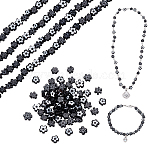 2 Strands Handmade Millefiori Glass Bead Strands, Flower, Black, 4~7.2x2.6mm, Hole: 1mm, about 60~69pcs/Strand, 16 inch(40cm)(LAMP-GA0001-17B-01)