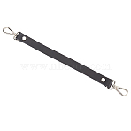 Cowhide Leather Bag Handles, with Alloy Swivel Clasps, for Bag Replacement Accessories, Black, 333~334x18.5x3mm(FIND-WH0090-31A)
