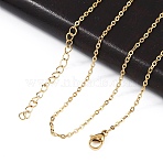 Ion Plating(IP) 304 Stainless Steel Cable Chain Necklace, with Lobster Claw Clasps, Real 18K Gold Plated, 17.9 inch(45.5cm), 1.6mm(STAS-T040-PJ205-45)