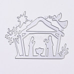 Carbon Steel Cutting Dies Stencils, for DIY Scrapbooking/Photo Album, Decorative Embossing DIY Paper Card, House with Human, Matte Platinum Color, 61x79x0.9mm(DIY-E017-41)