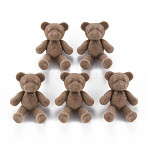 Flocky Acrylic Shank Buttons, Bear, Camel, 38~39x29.5x15mm, Hole: 3mm(OACR-N010-031E)