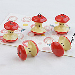 Handmade Porcelain Pendants, Apple Charms, Red, 35x26x25mm, Hole: 5x3mm(PORC-C010-07A)