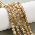 Natural Yellow Garnet Beads Strands, Round, 6mm, Hole: 1mm, about 66pcs/strand, 15.75''(40cm)(G-Z129-C01-6mm-01)